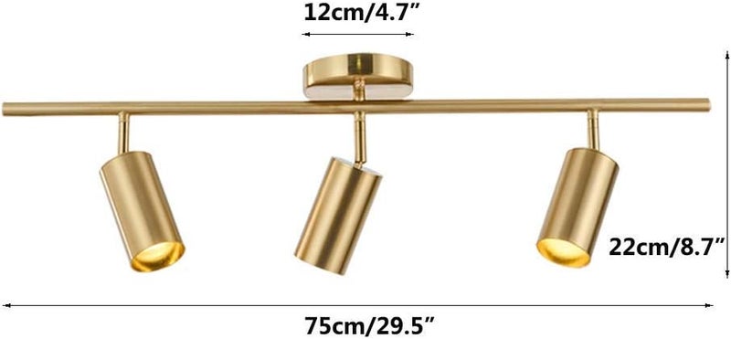 KCO Lighting Modern Brass Gold Track Lighting 3-Lights Modern Kitchen Fixtures Indoor Flush Mount Ceiling Spotlights Dimmable LED Ceiling Spot Light (3-Light) - Image 2